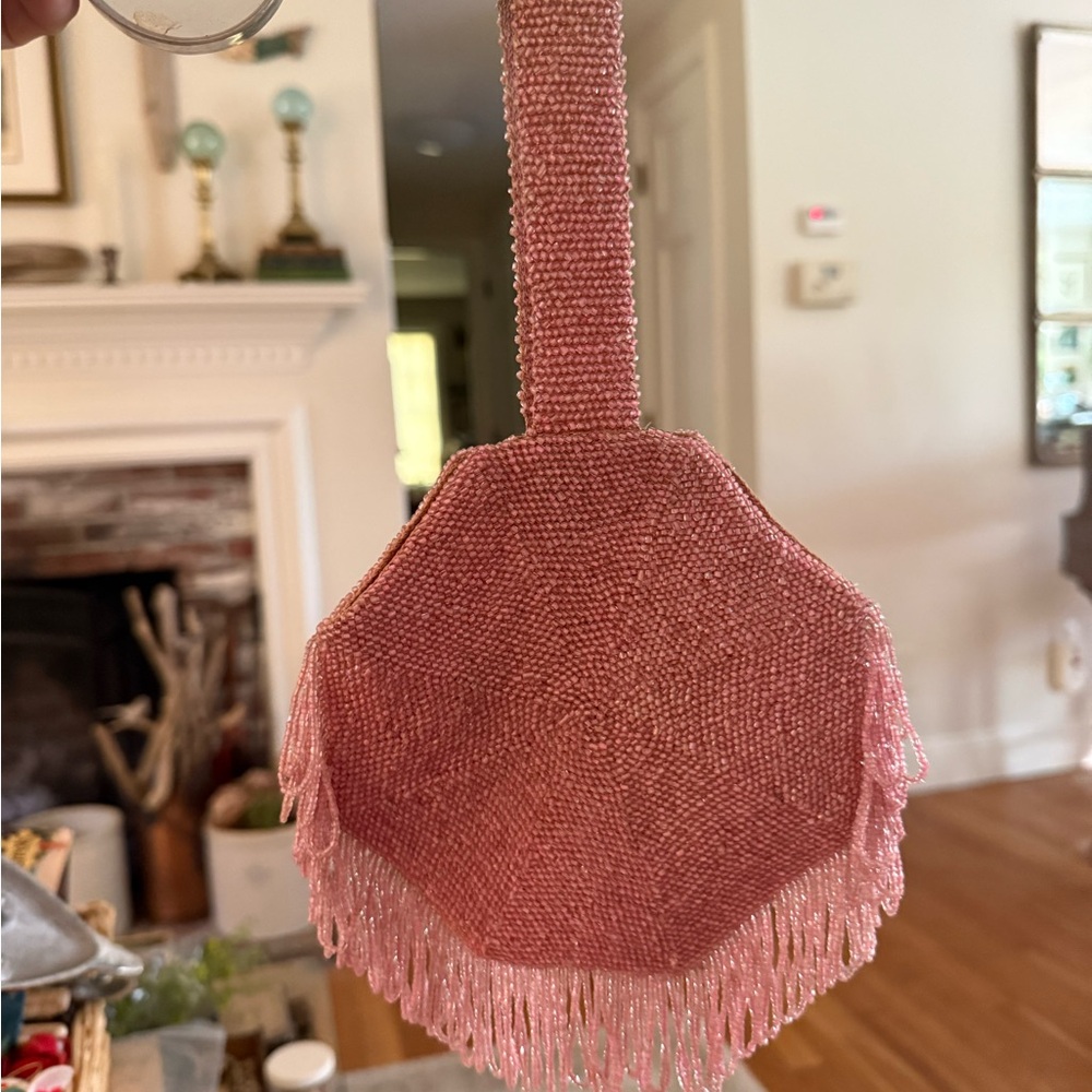 Elegant Pink Beaded Women's Bag